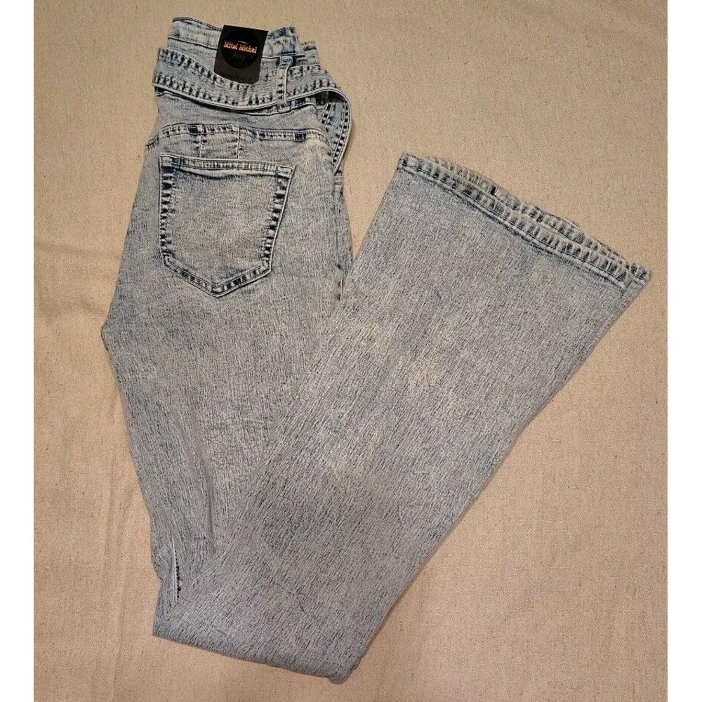 Mitzi Michel Button Front Acid Washed Size 5 NWT Boot Cut Retro High Rise Z - Picture 1 of 9